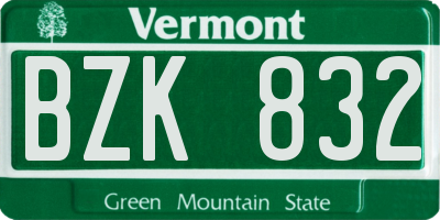 VT license plate BZK832