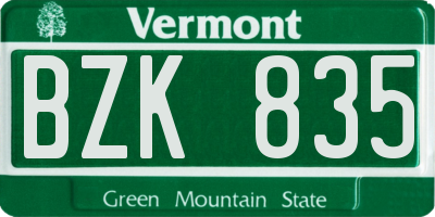 VT license plate BZK835