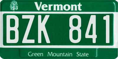 VT license plate BZK841