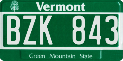 VT license plate BZK843