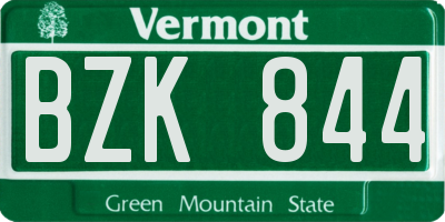 VT license plate BZK844
