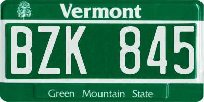 VT license plate BZK845