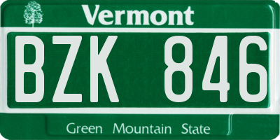 VT license plate BZK846