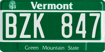 VT license plate BZK847