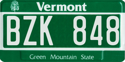 VT license plate BZK848