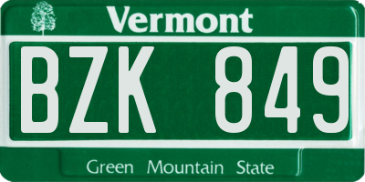 VT license plate BZK849