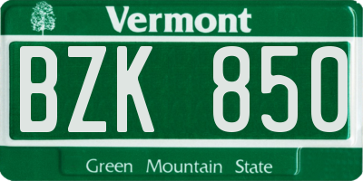 VT license plate BZK850