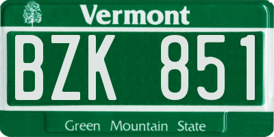 VT license plate BZK851
