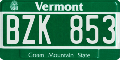VT license plate BZK853