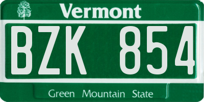 VT license plate BZK854