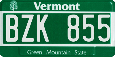 VT license plate BZK855