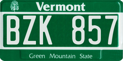 VT license plate BZK857