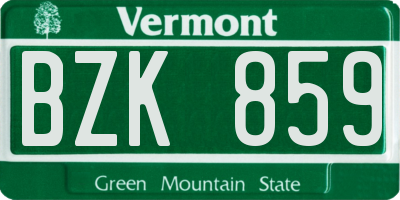VT license plate BZK859