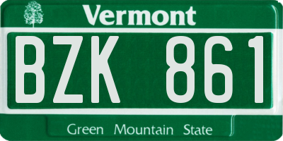 VT license plate BZK861