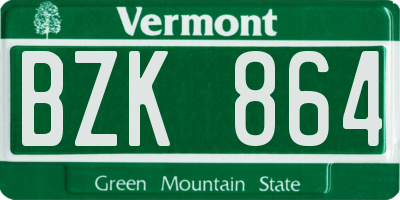 VT license plate BZK864