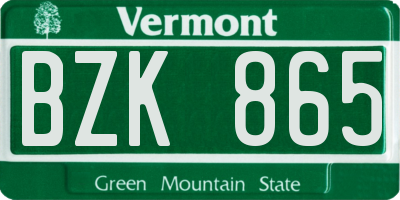 VT license plate BZK865