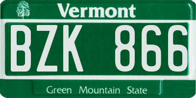 VT license plate BZK866