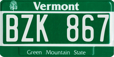 VT license plate BZK867