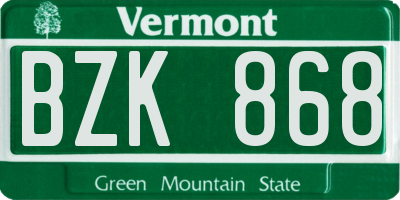 VT license plate BZK868