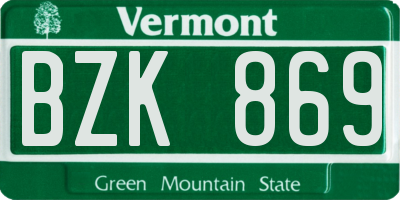 VT license plate BZK869