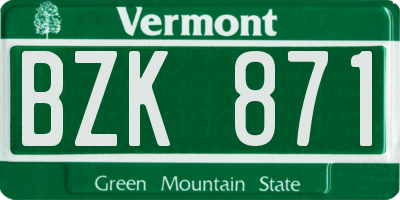 VT license plate BZK871