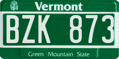 VT license plate BZK873