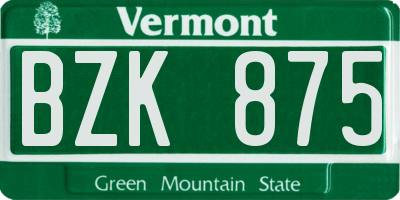 VT license plate BZK875