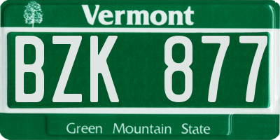 VT license plate BZK877