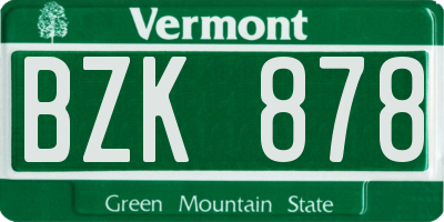 VT license plate BZK878