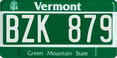 VT license plate BZK879