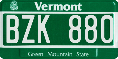 VT license plate BZK880