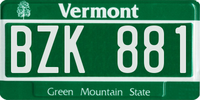 VT license plate BZK881