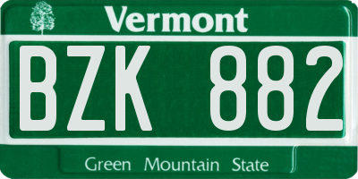 VT license plate BZK882