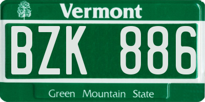 VT license plate BZK886
