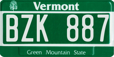 VT license plate BZK887