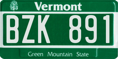 VT license plate BZK891