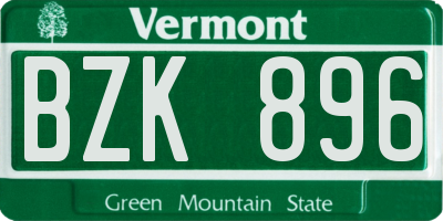 VT license plate BZK896