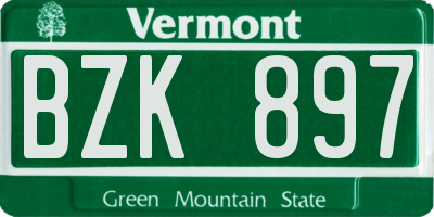 VT license plate BZK897