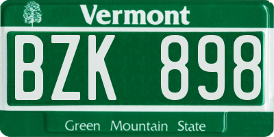 VT license plate BZK898