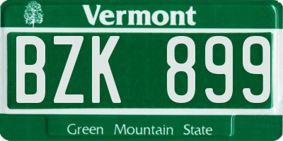VT license plate BZK899