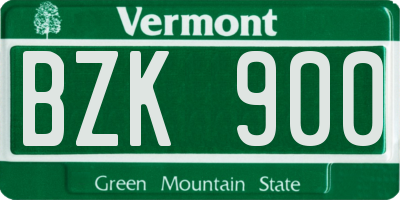 VT license plate BZK900