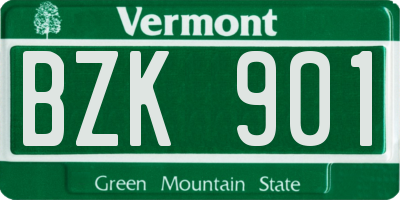 VT license plate BZK901