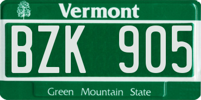 VT license plate BZK905