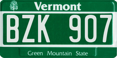 VT license plate BZK907