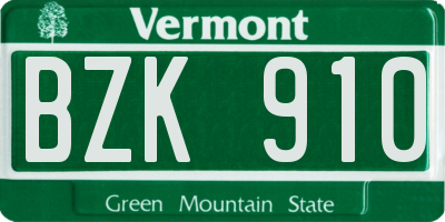 VT license plate BZK910
