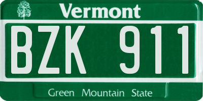 VT license plate BZK911