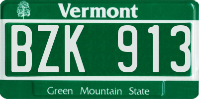 VT license plate BZK913