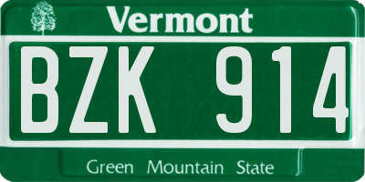 VT license plate BZK914