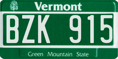 VT license plate BZK915