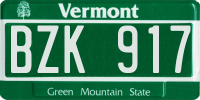 VT license plate BZK917